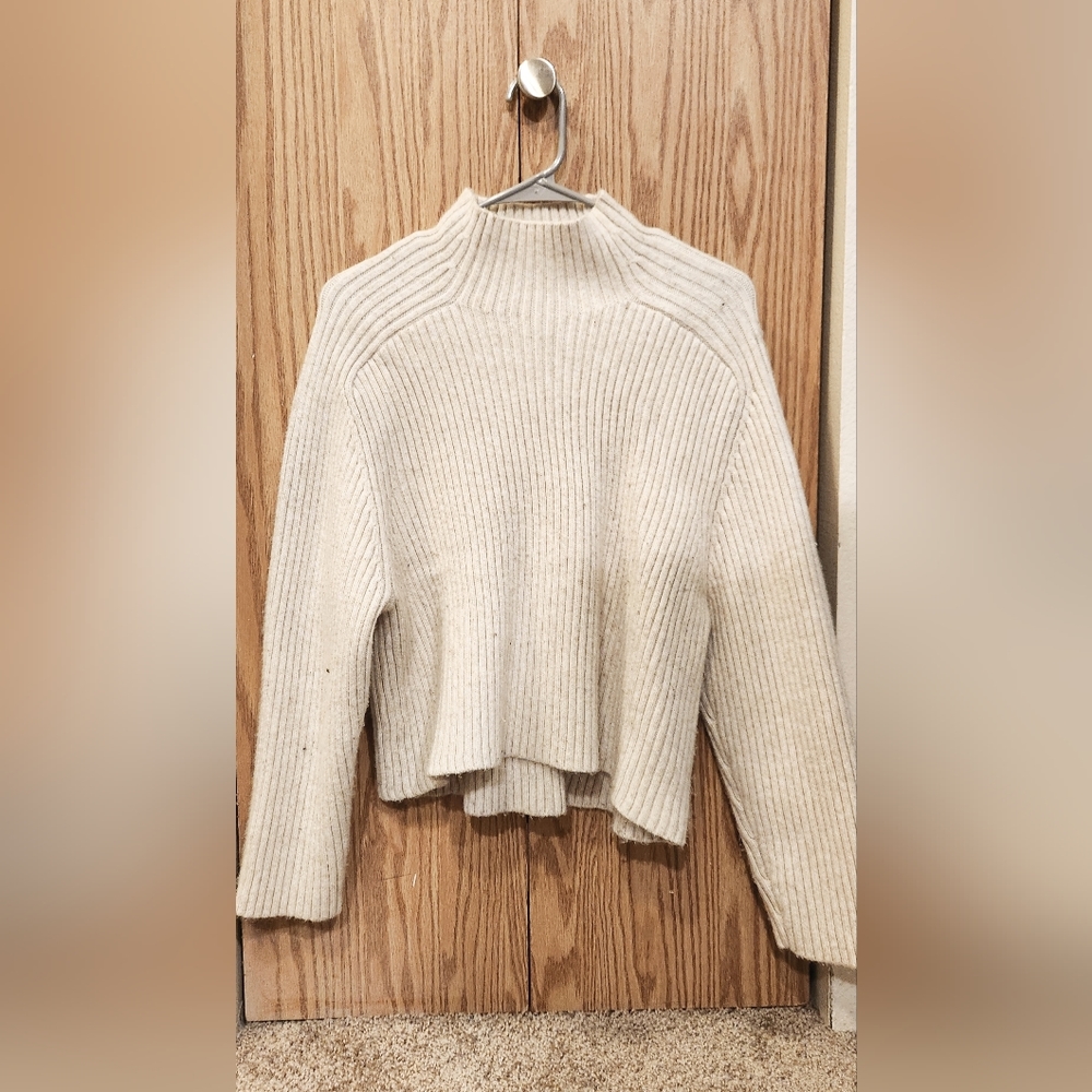 Mock Neck Cream Sweater
